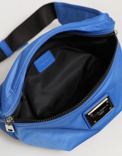 Dolce & Gabbana Blue Logo Plaque Nylon Waist Fanny Pack
