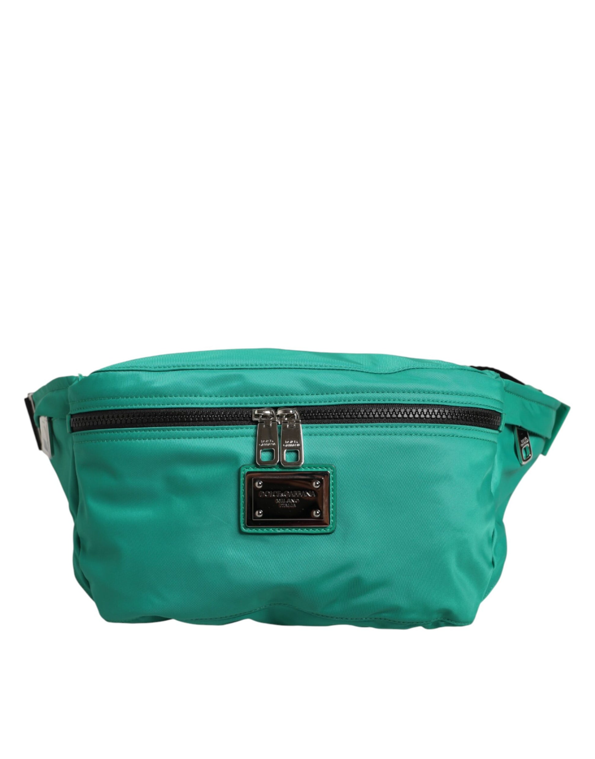 Dolce & Gabbana Green Logo Plaque Nylon Waist Fanny Pack