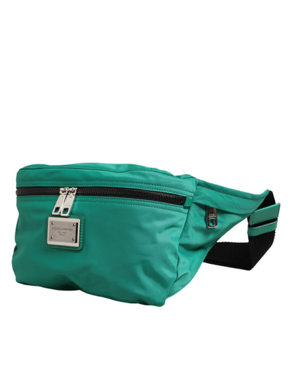 Dolce & Gabbana Green Logo Plaque Nylon Waist Fanny Pack
