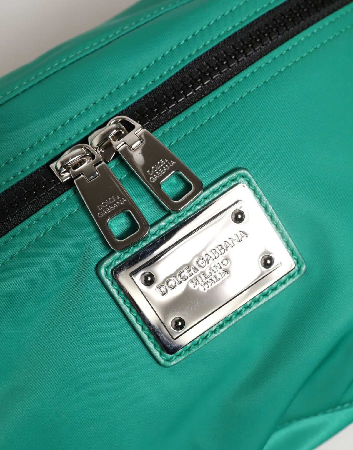 Dolce & Gabbana Green Logo Plaque Nylon Waist Fanny Pack
