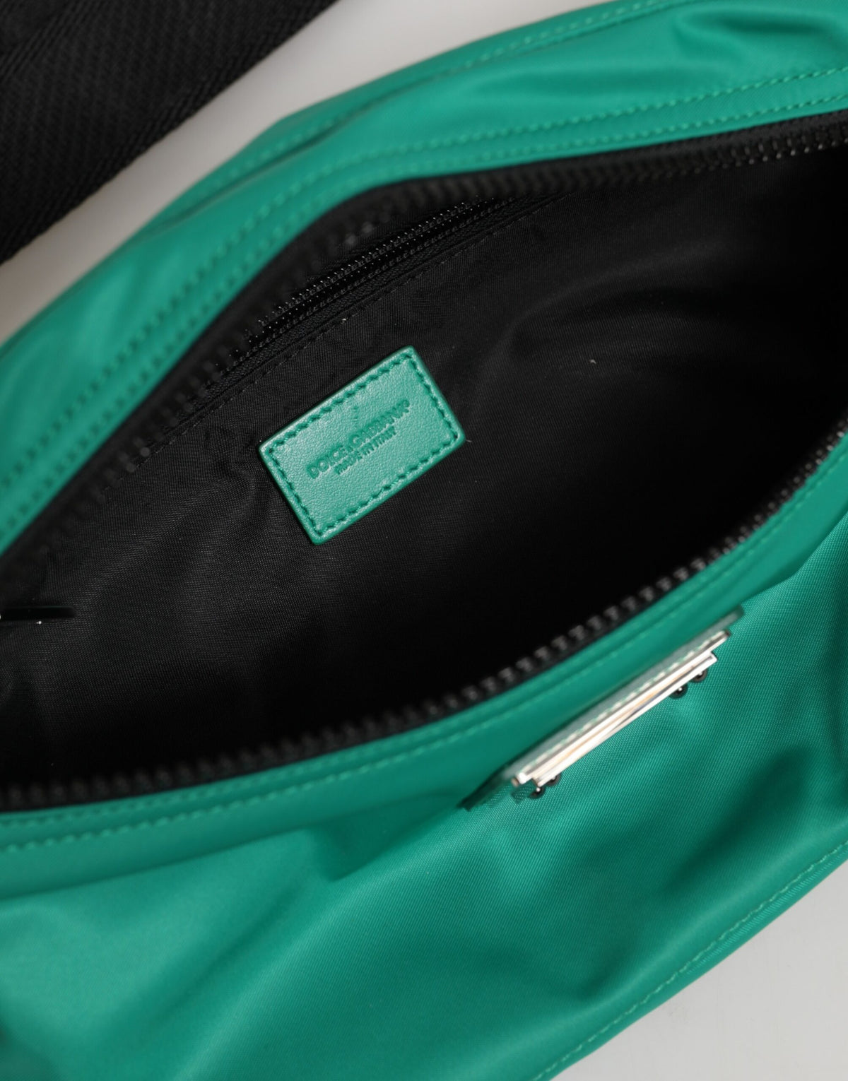 Dolce & Gabbana Green Logo Plaque Nylon Waist Fanny Pack