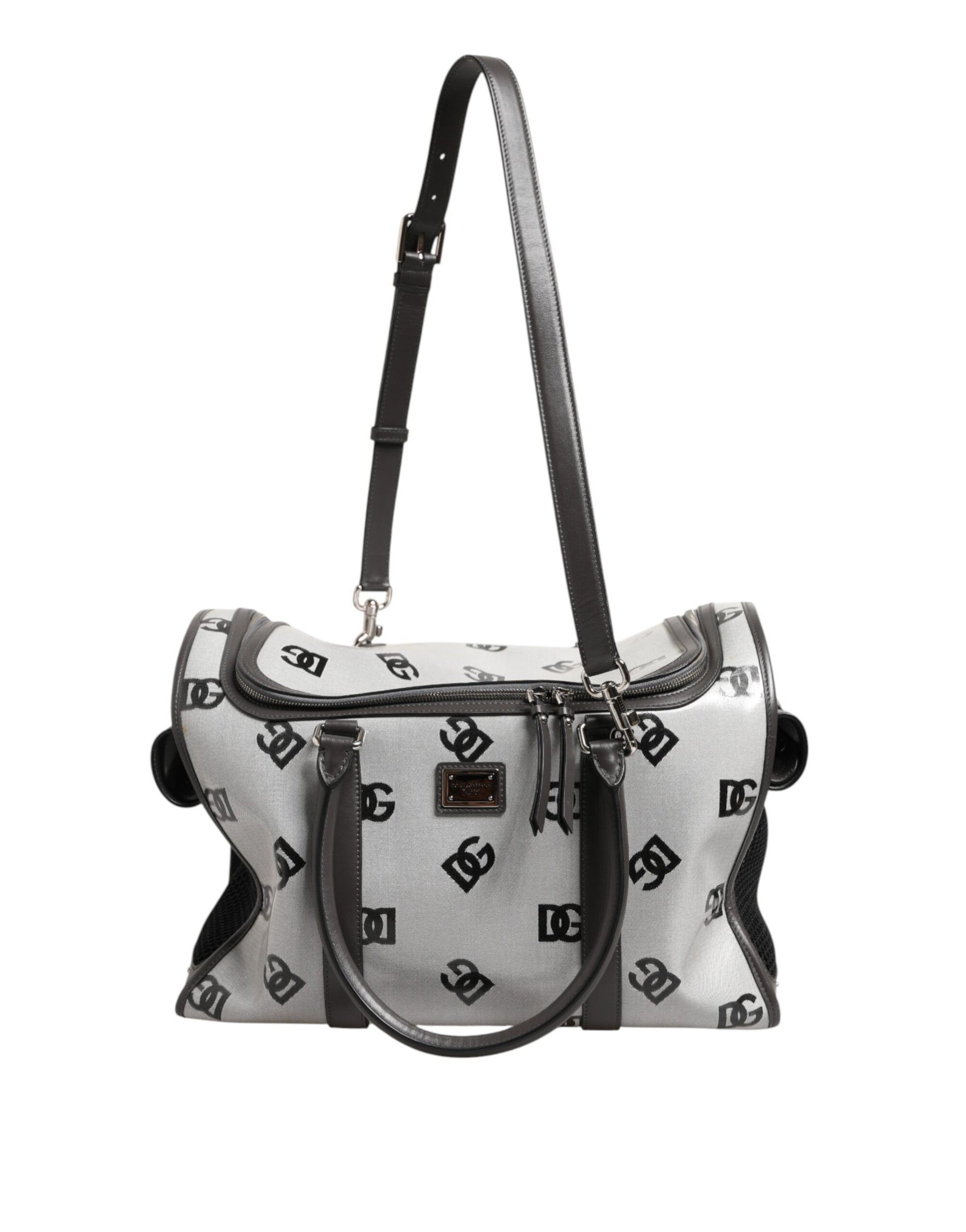 Dolce & Gabbana White DG Logo Pet Carrier Logo Plaque Top Handle Bag