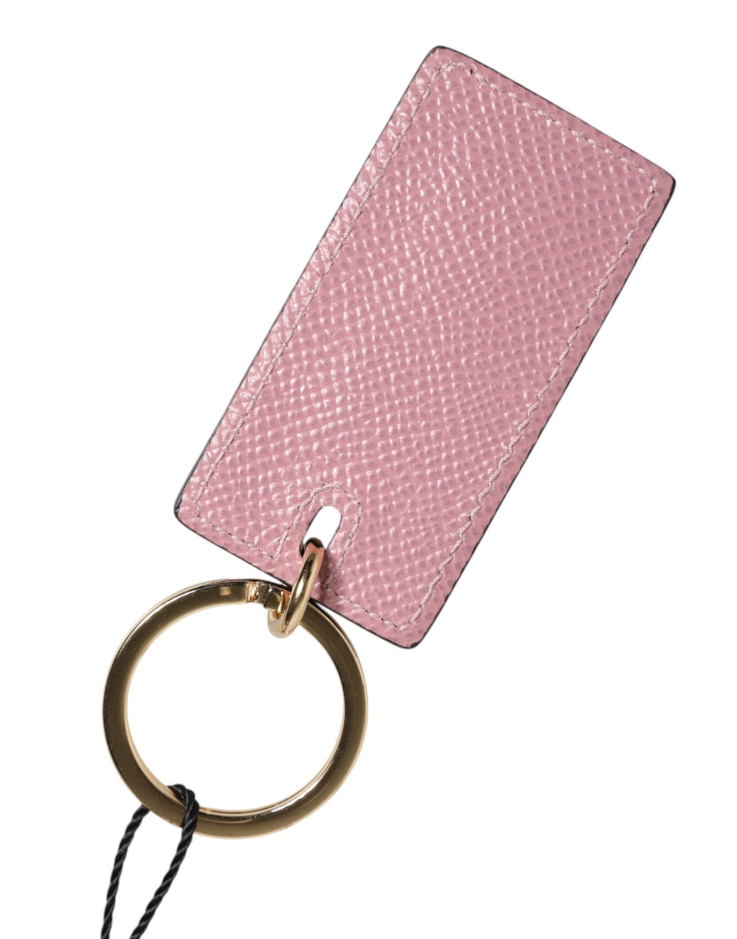 Dolce & Gabbana Pink Calf Leather Logo Metal Ring Men Keychain