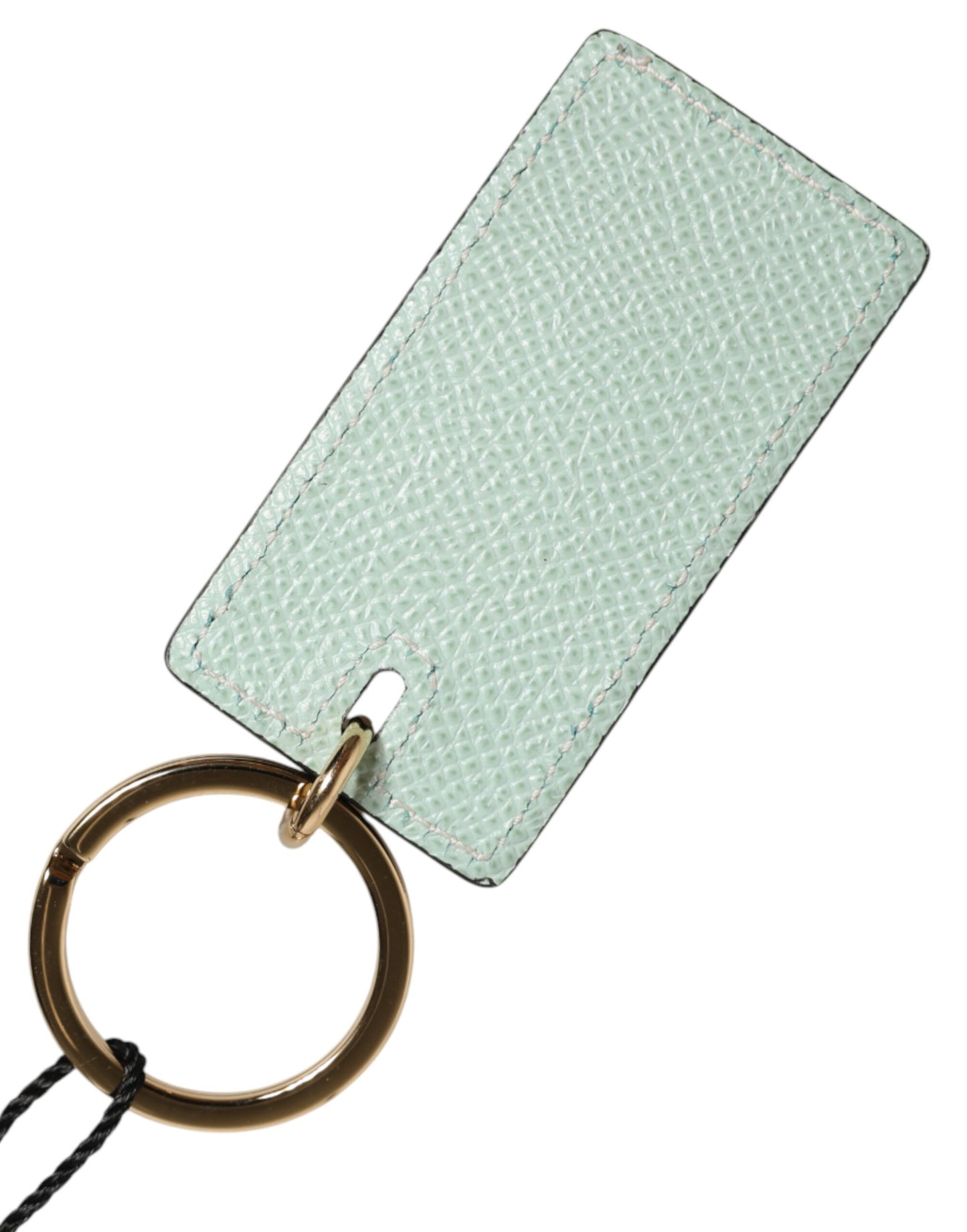 Dolce & Gabbana Mint Green Calf Leather Red DG Logo Metal Ring Keyring