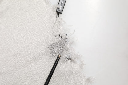 Dolce & Gabbana Gray Cashmere Knit Fringes Neck Foulard 67cm x200cm Foulard Scarf