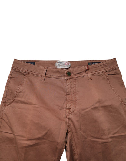 Barba Napoli Brown Mid Waist Skinny Fit Denim Men Trouser Jeans