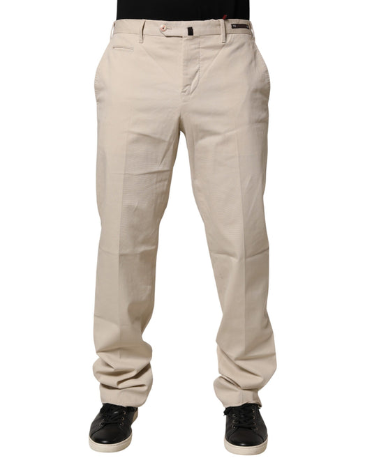 PT01 Beige Men Chino Mid Waist Straight Dress Trouser Pants