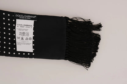 Dolce & Gabbana White Cotton Black Silk Scarf Top T-shirt