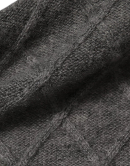 Ballantyne Gray Cashmere Argyle Intarsia Knit Crew Neck Men Sweater