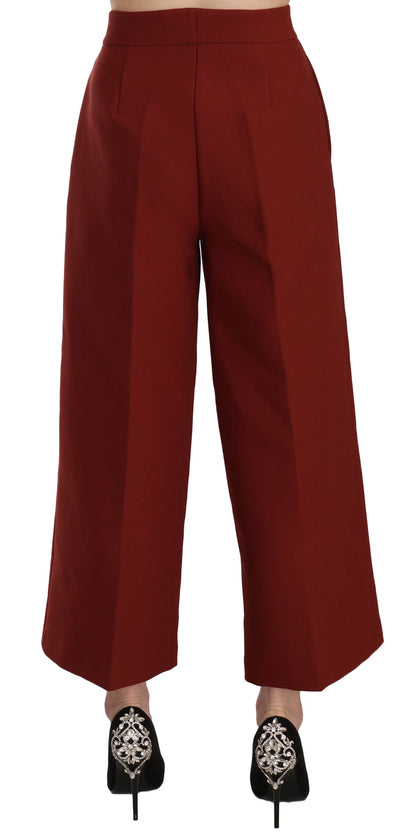 JUCCA Red High Waist Cropped Flared Dress Formal Trouser Pants