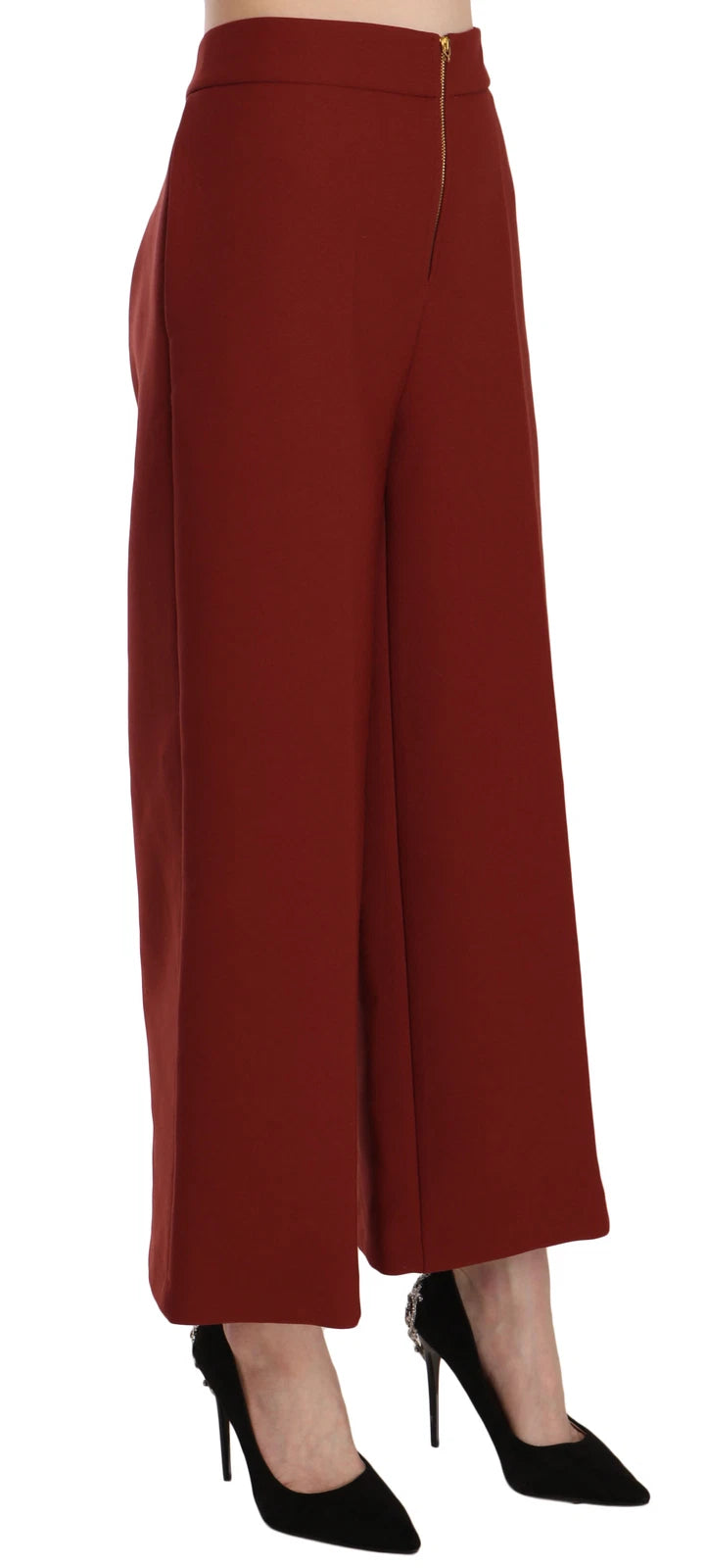 JUCCA Red High Waist Cropped Flared Dress Formal Trouser Pants