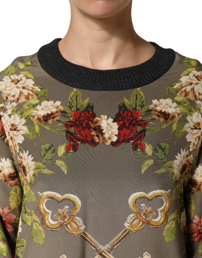 Dolce & Gabbana Enchanted Sicily Silk Crewneck Blouse Sweater