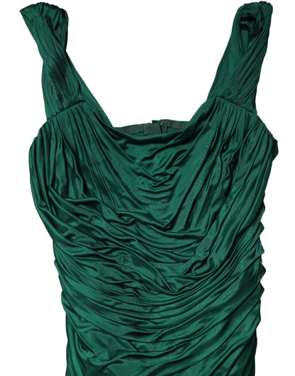 Dolce & Gabbana Green Viscose Drape Jersey Organzine Tank Top
