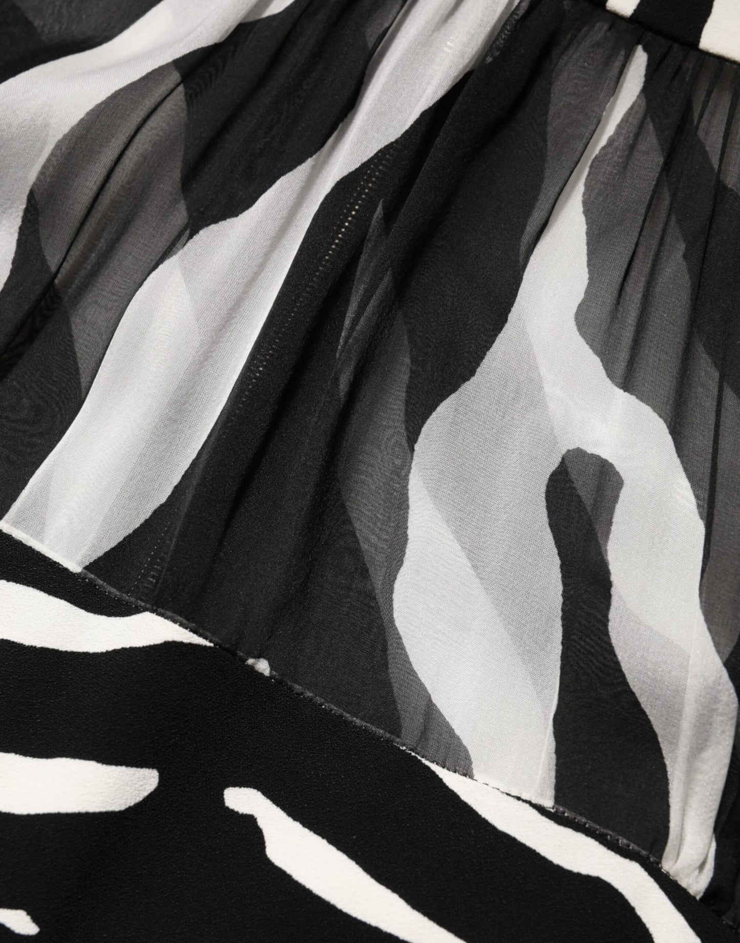 Dolce & Gabbana Zebra Print Chiffon Paneled Crop Blouse Top