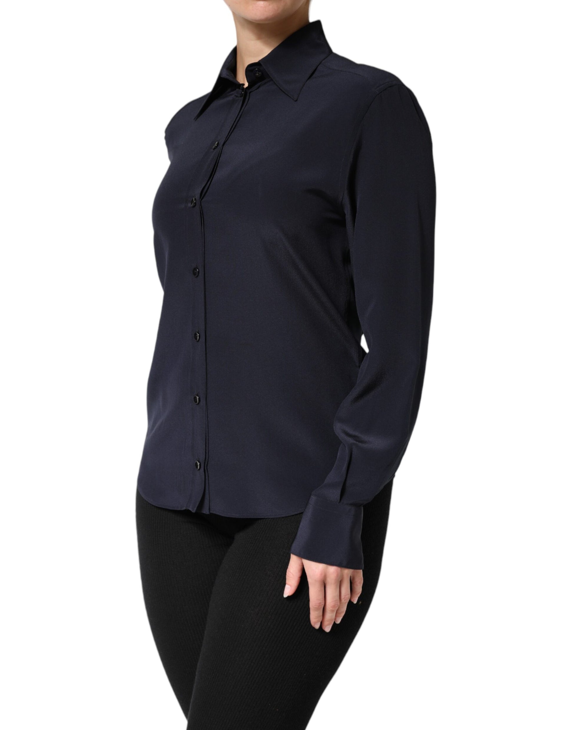 Dolce & Gabbana Blue Collared Long Sleeves Dress Shirt Top