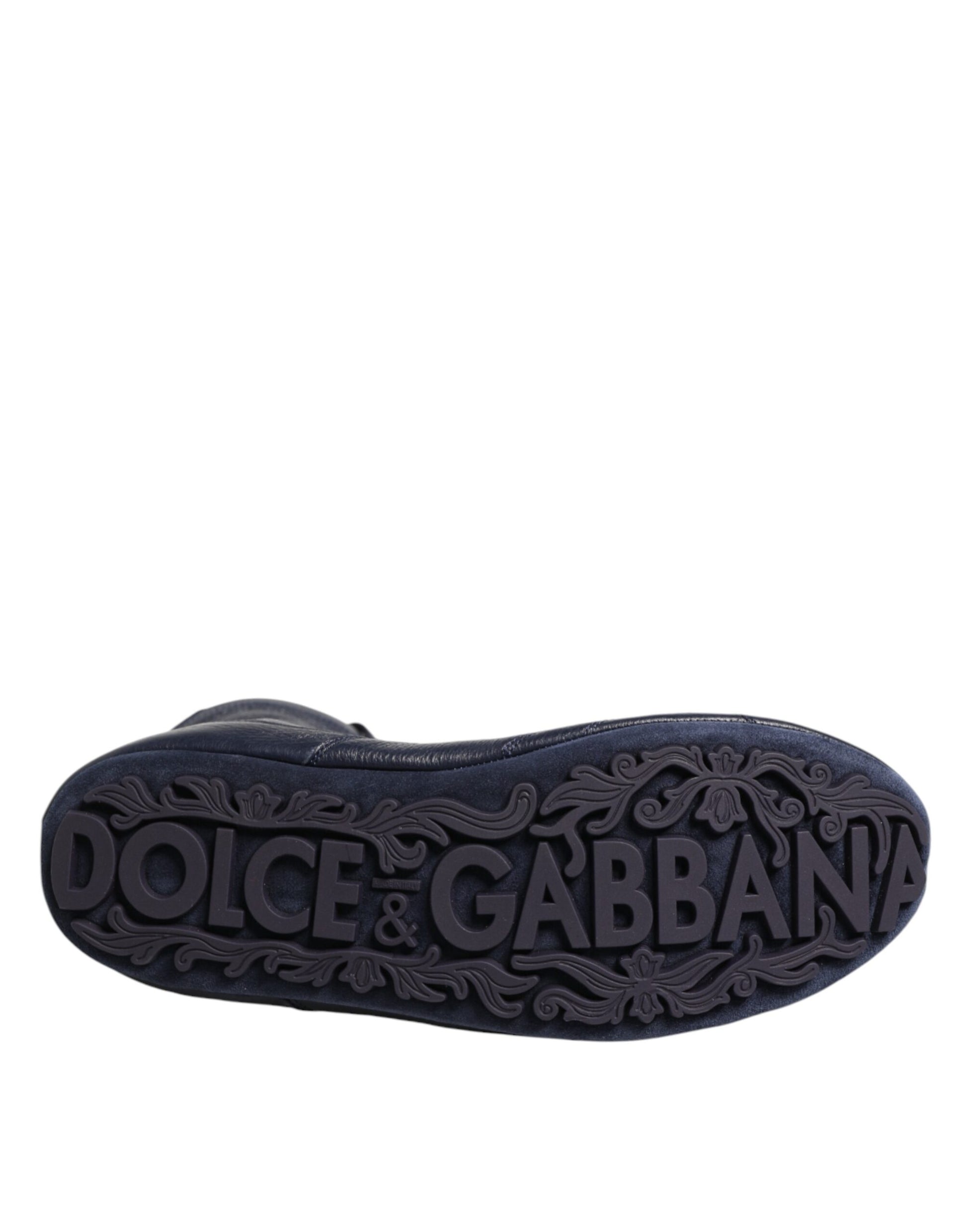 Dolce & Gabbana Dark Blue Deer Leather Mid Calf Boots