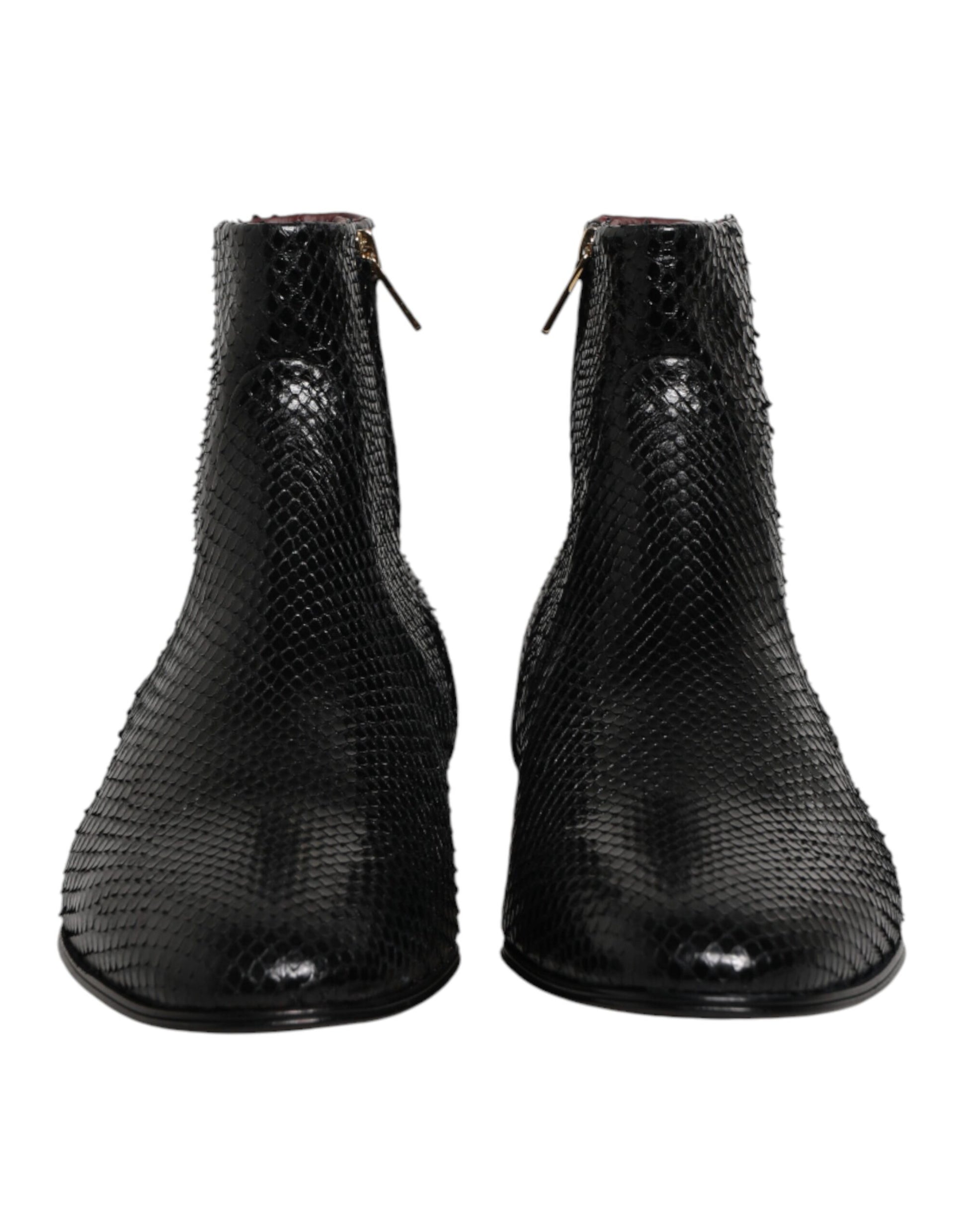 Dolce & Gabbana Black Leather Chelsea Short Ankle Boots