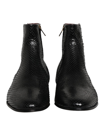 Dolce & Gabbana Black Leather Chelsea Short Ankle Boots