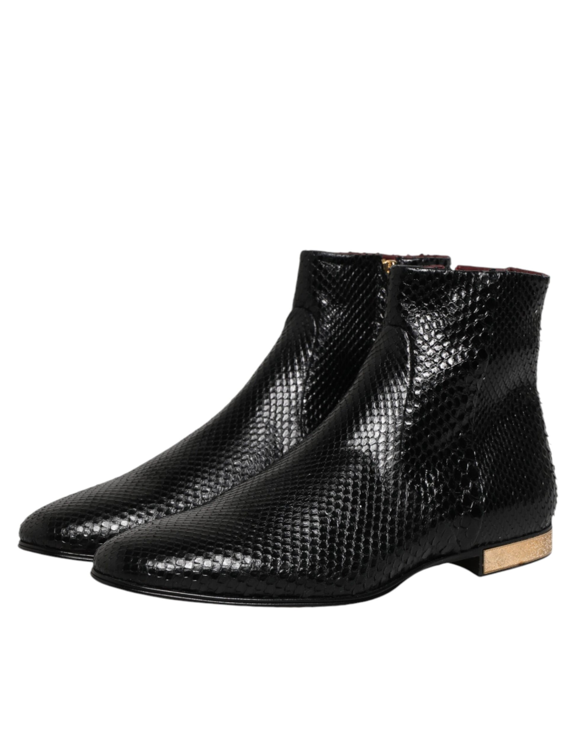 Dolce & Gabbana Black Leather Chelsea Short Ankle Boots
