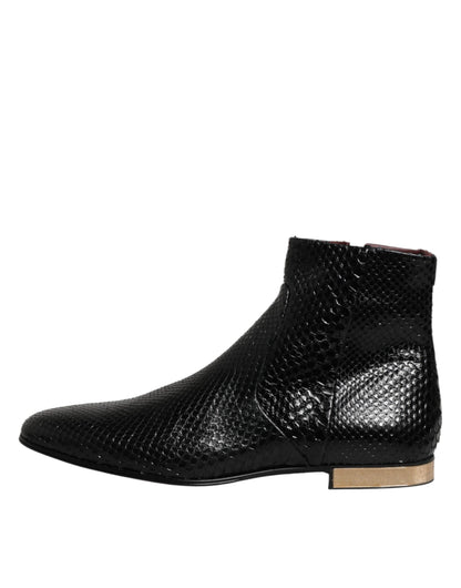 Dolce & Gabbana Black Leather Chelsea Short Ankle Boots