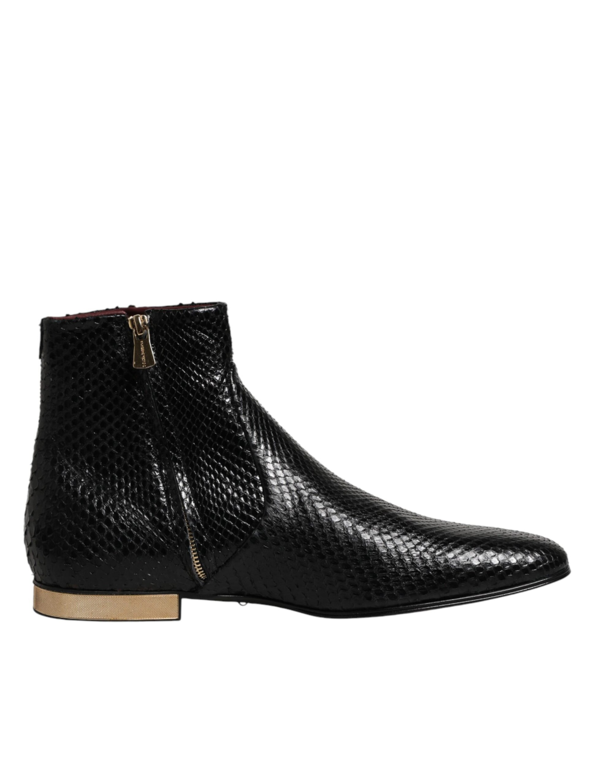 Dolce & Gabbana Black Leather Chelsea Short Ankle Boots