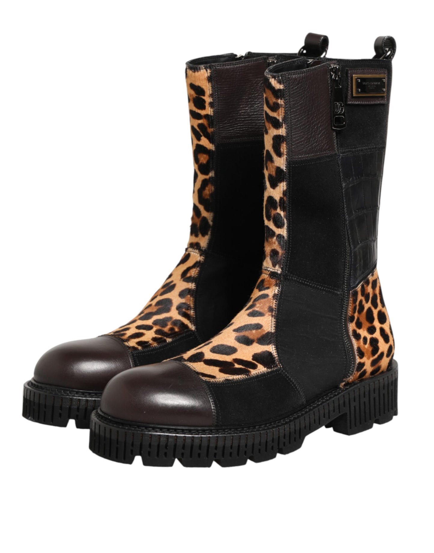 Dolce & Gabbana Multicolor Leopard Mid Calf Boots