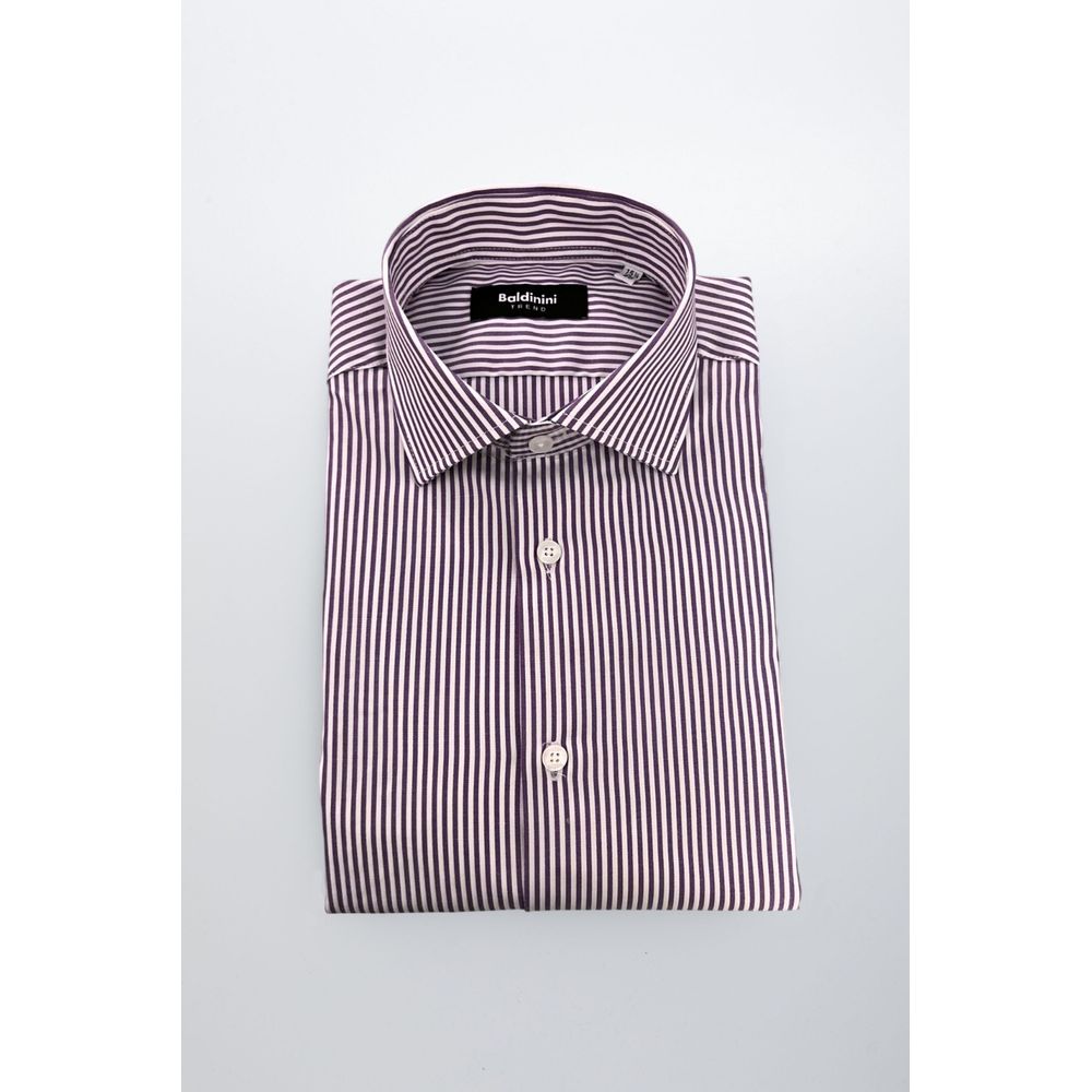Baldinini Trend Purple Cotton Striped Shirt for Men