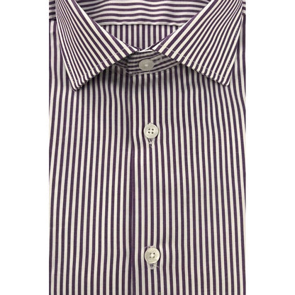 Baldinini Trend Purple Cotton Striped Shirt for Men