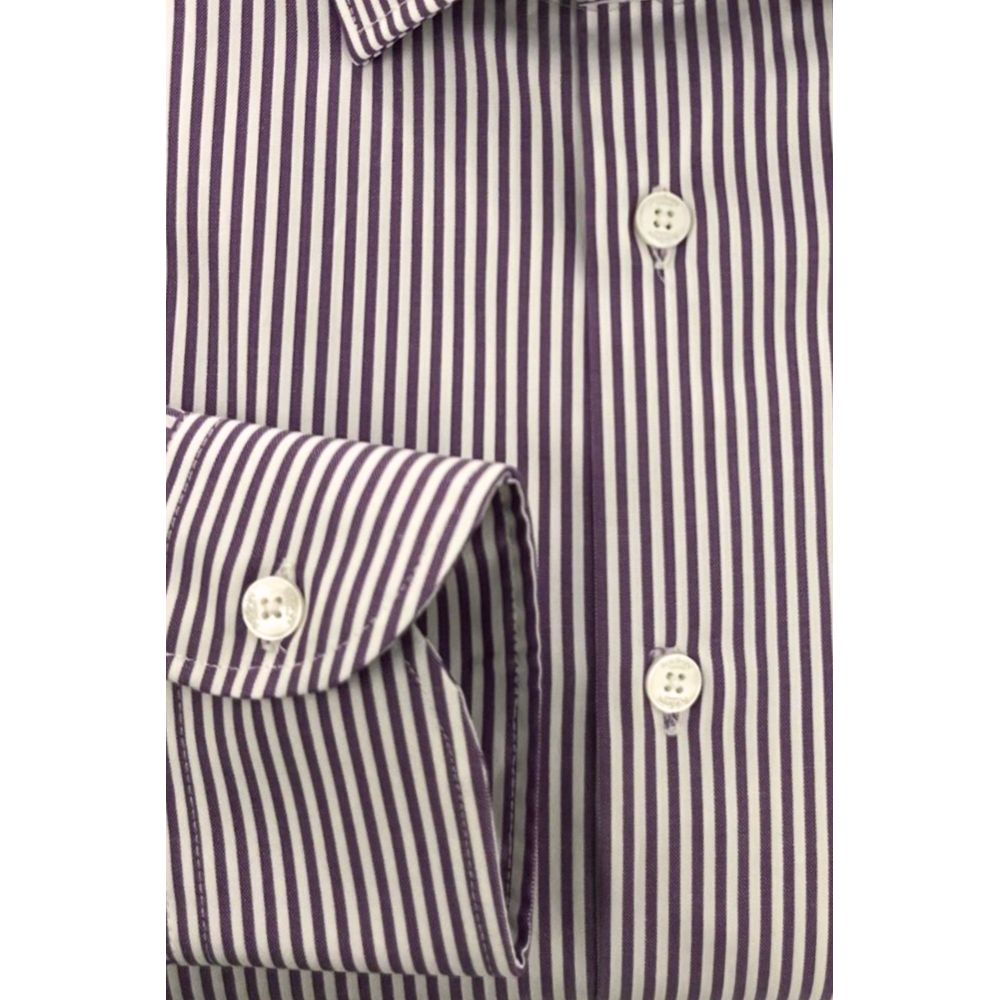 Baldinini Trend Purple Cotton Striped Shirt for Men