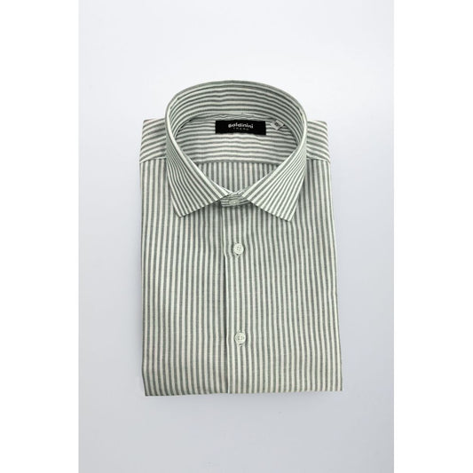 Baldinini Trend Green Cotton Striped Men's Shirt