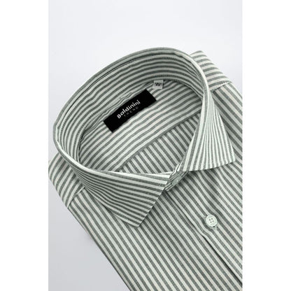 Baldinini Trend Green Cotton Striped Men's Shirt