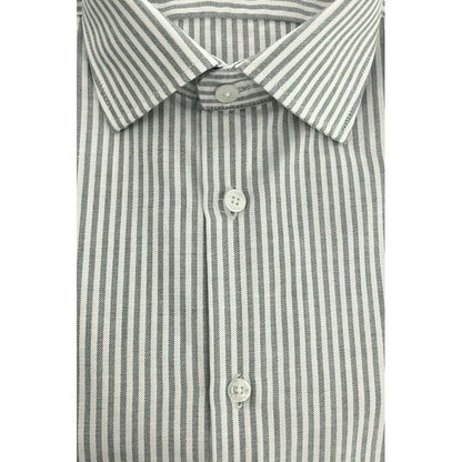 Baldinini Trend Green Cotton Striped Men's Shirt