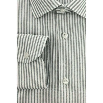 Baldinini Trend Green Cotton Striped Men's Shirt