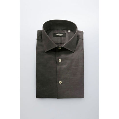 Baldinini Trend Gray Cotton Slim Fit Shirt