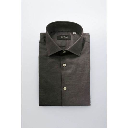 Baldinini Trend Gray Cotton Slim Fit Shirt