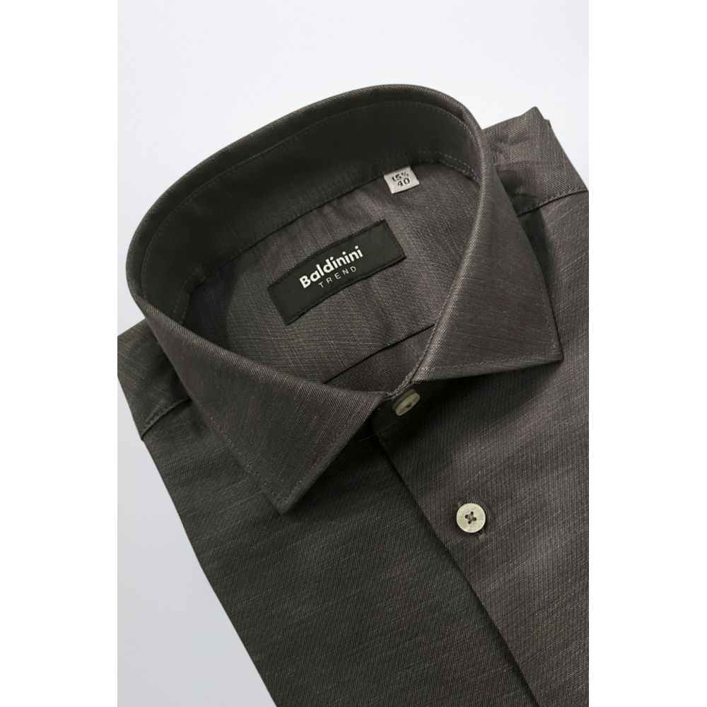 Baldinini Trend Gray Cotton Slim Fit Shirt