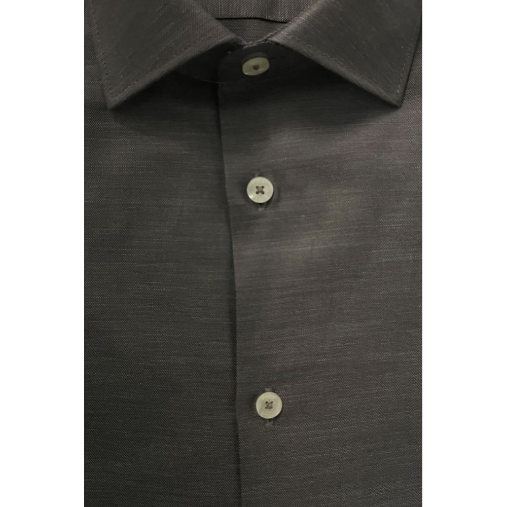 Baldinini Trend Gray Cotton Slim Fit Shirt
