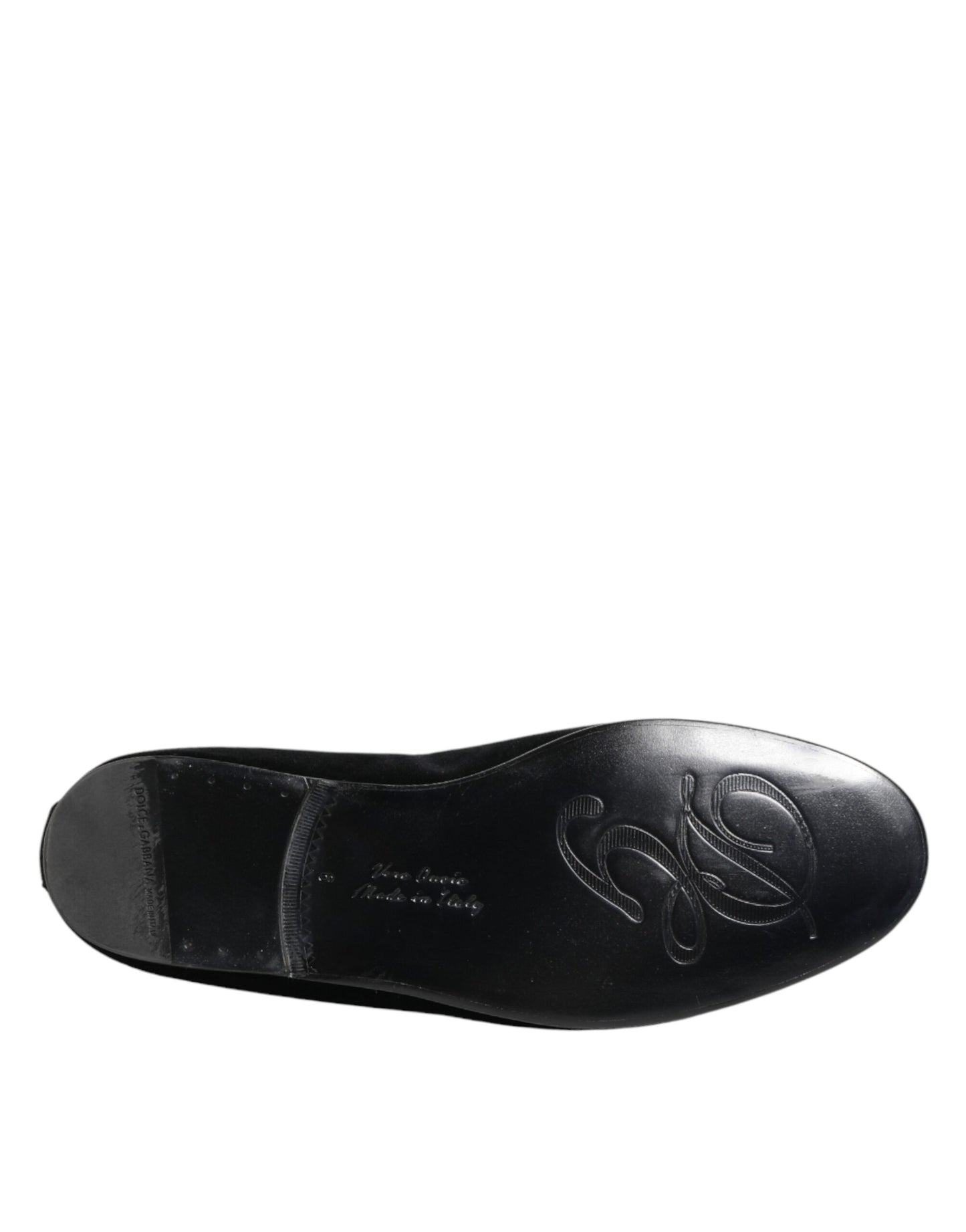 Dolce & Gabbana Black Velvet Gold Crown Men's Loafers Shoes