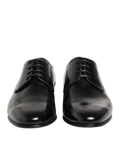 Dolce & Gabbana Black Calfskin Leather Derby Shoes for Men