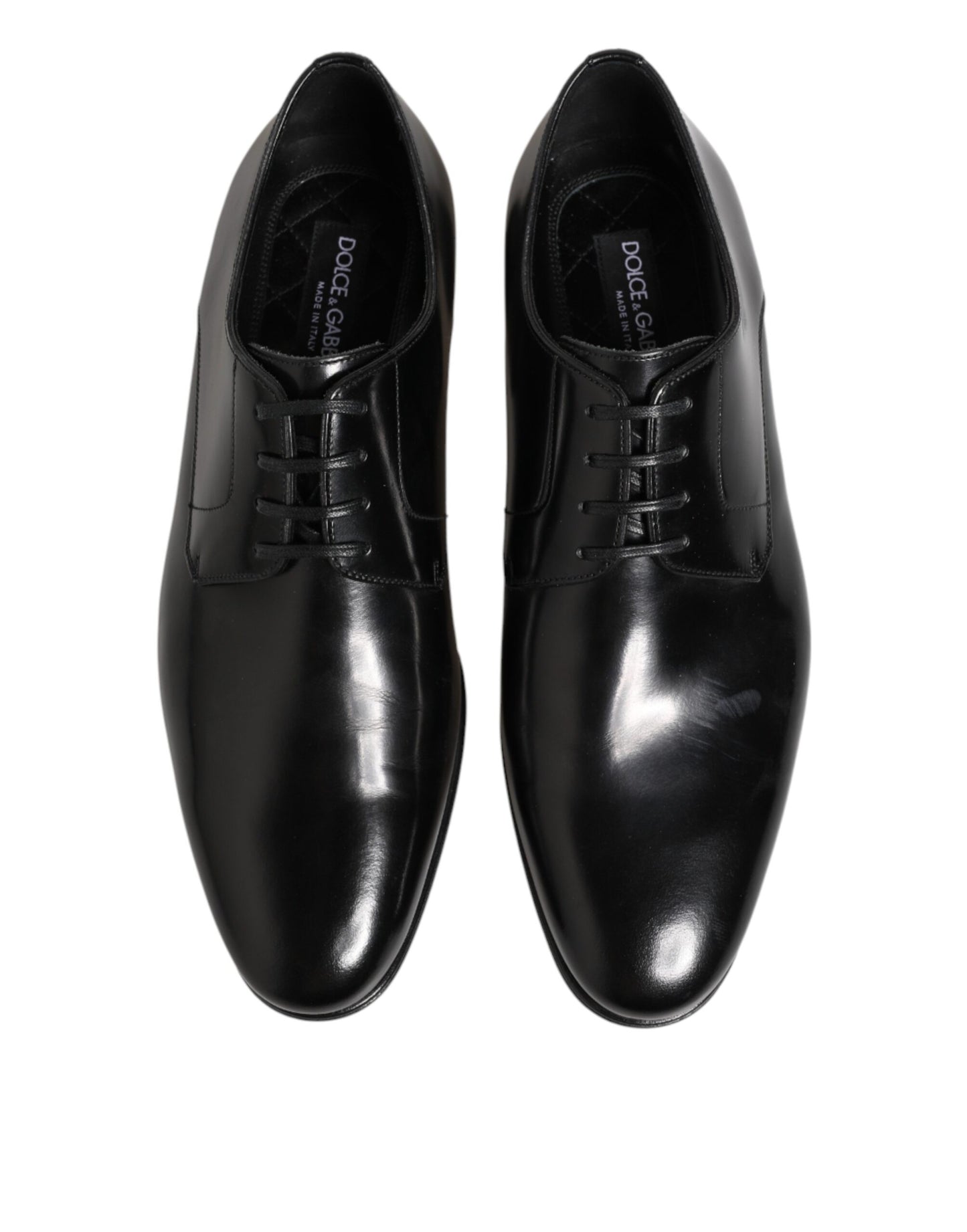 Dolce & Gabbana Black Calfskin Leather Derby Shoes for Men