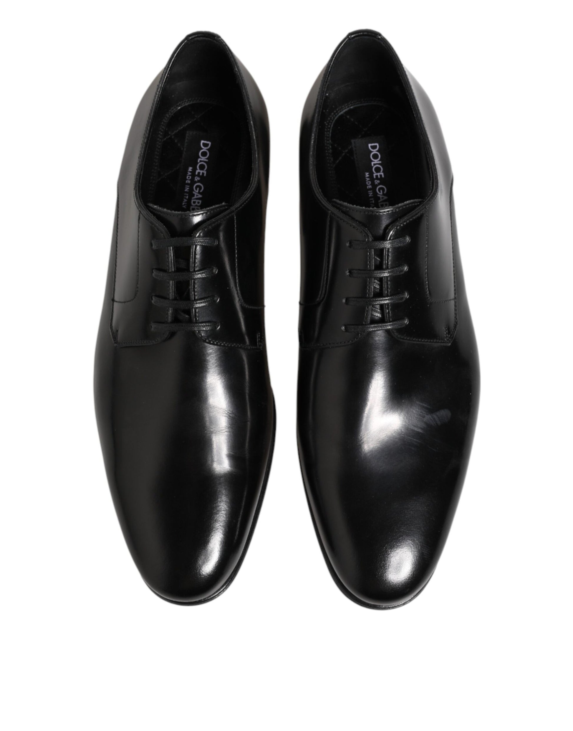 Dolce & Gabbana Black Calfskin Leather Derby Shoes for Men