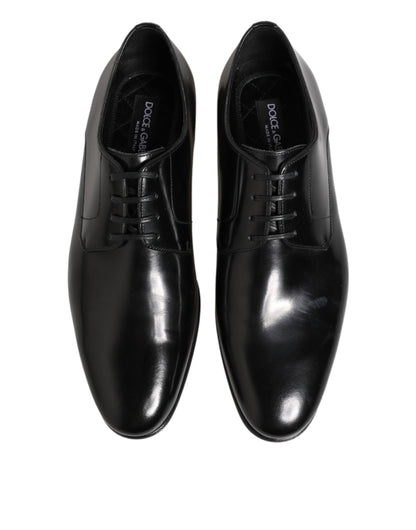 Dolce & Gabbana Black Calfskin Leather Derby Shoes for Men