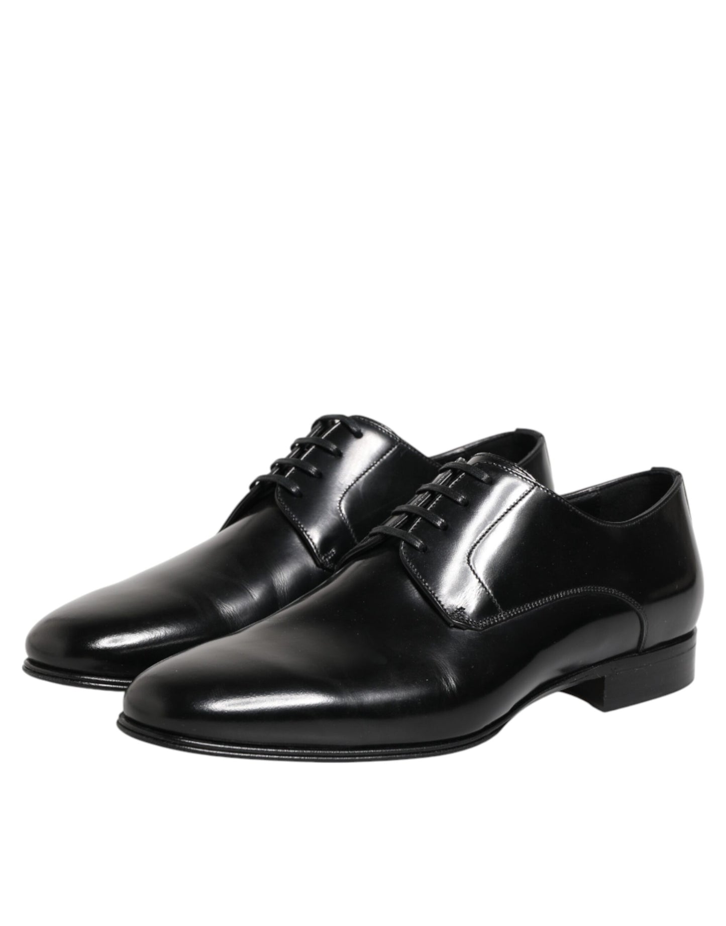 Dolce & Gabbana Black Calfskin Leather Derby Shoes for Men
