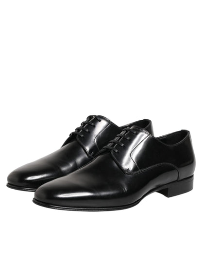 Dolce & Gabbana Black Calfskin Leather Derby Shoes for Men