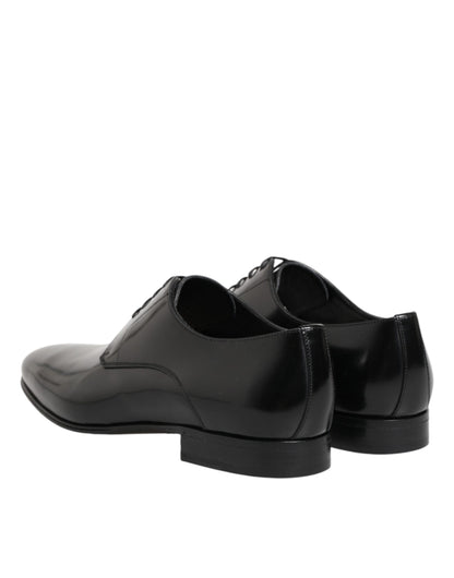 Dolce & Gabbana Black Calfskin Leather Derby Shoes for Men