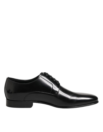 Dolce & Gabbana Black Calfskin Leather Derby Shoes for Men