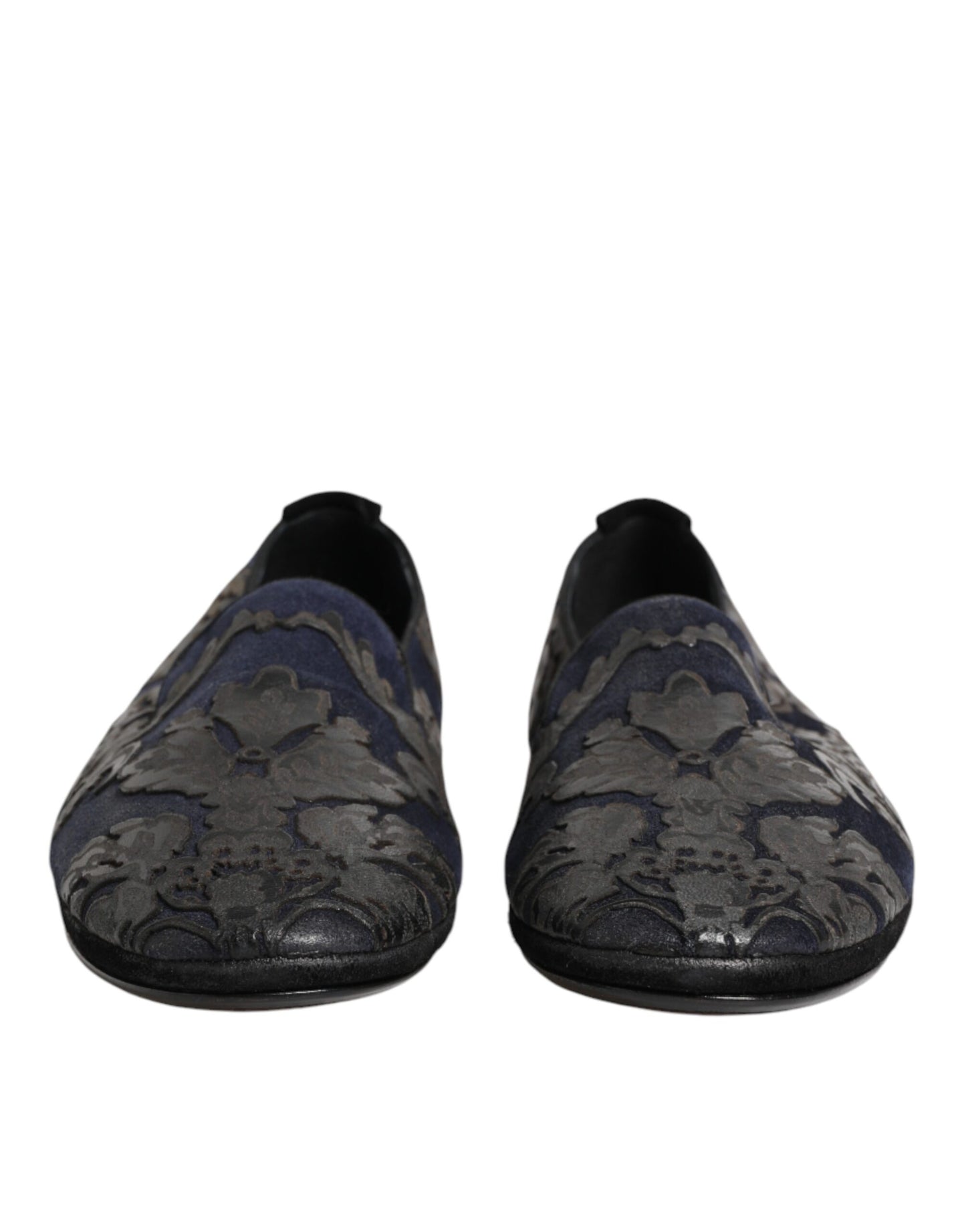Dolce & Gabbana Black Jacquard Leather Slip On Loafers Shoes