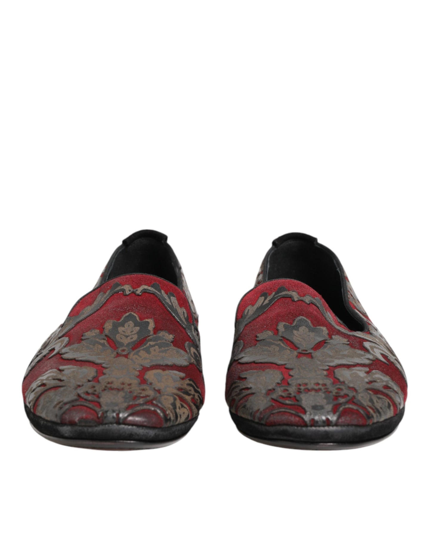 Dolce & Gabbana Bordeaux Jacquard Leather Slip-On Loafer Shoes