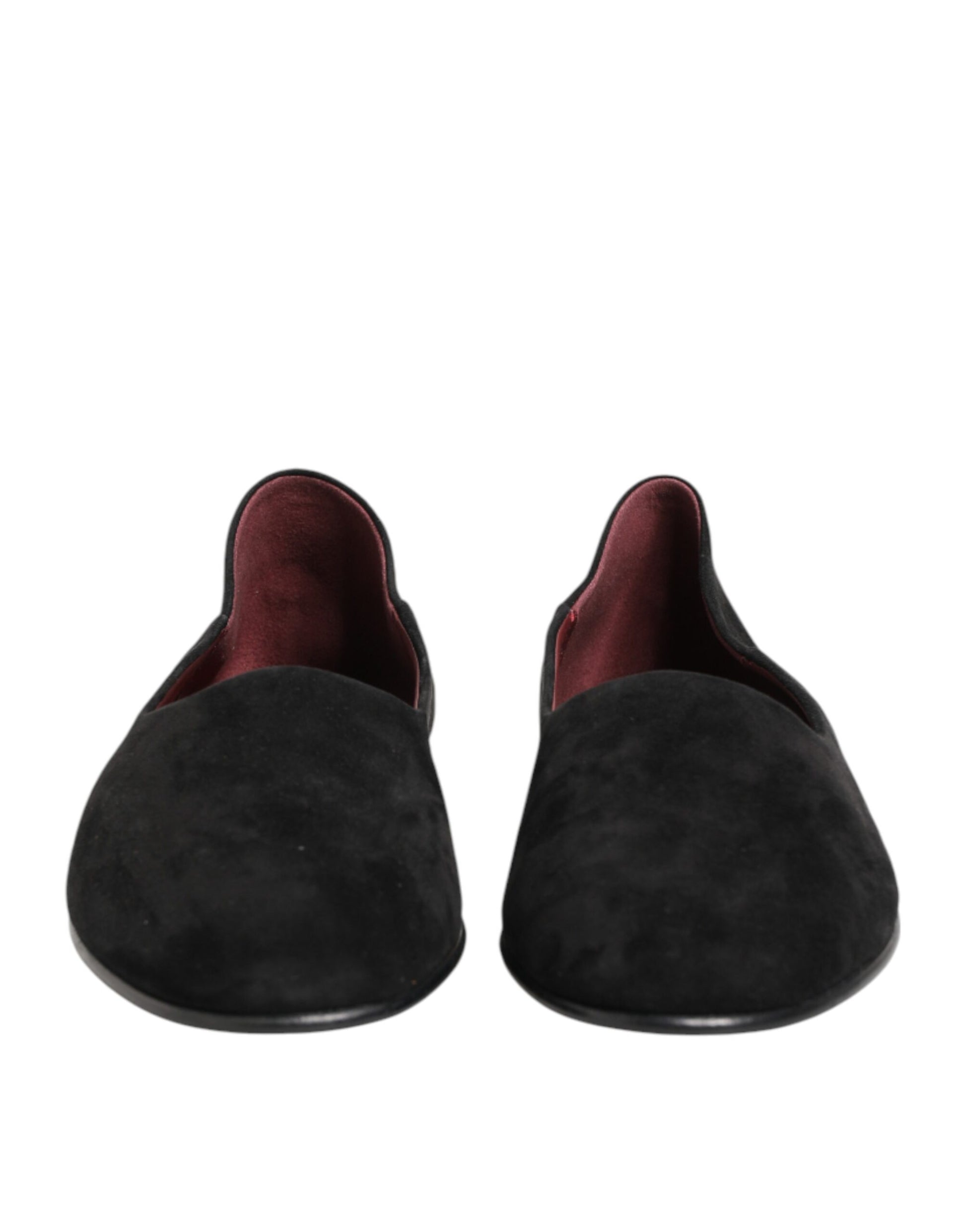 Dolce & Gabbana Black Leather Suede Slip-On Loafers Dress Shoes