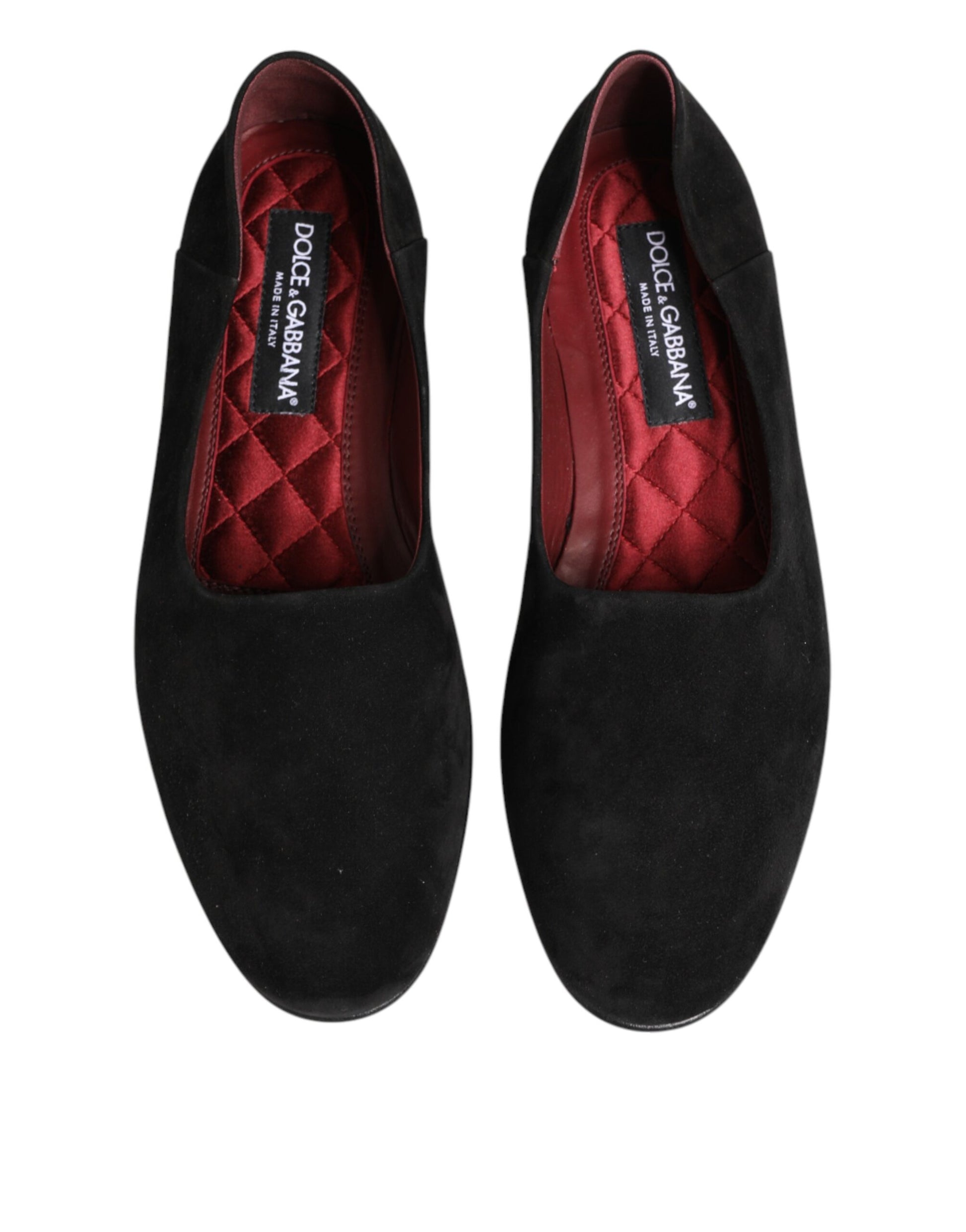 Dolce & Gabbana Black Leather Suede Slip-On Loafers Dress Shoes